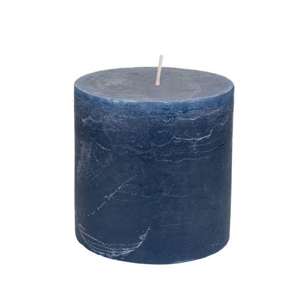 Rustic Pillar Candle Inky Blue 100mm x 100mm