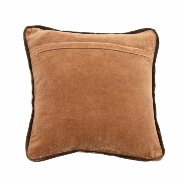 Aurial Cushion Caramel Brown Cotton Velvet 45cm - Image 2