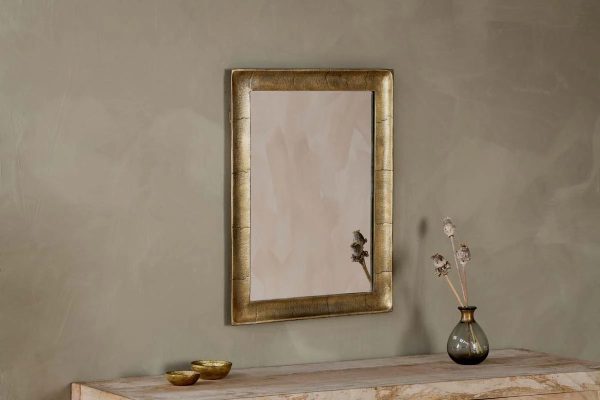 Yadur Rectangular Mirror - Antique Brass - Small