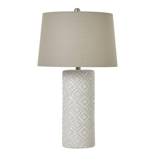 hill interiors white ceramic lamp with natural shade