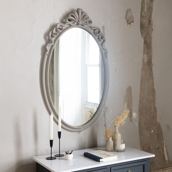 WILTON GREY RIBBON TOP OVAL MIRROR