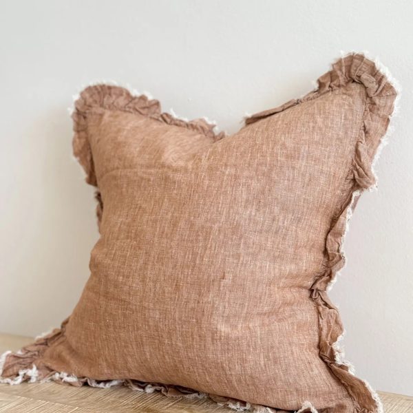 Hallie Washed Rust Cushion Cover 45x45–Ruffle Edge