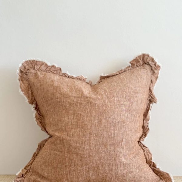 Hallie Washed Rust Cushion Cover 45x45–Ruffle Edge - Image 3