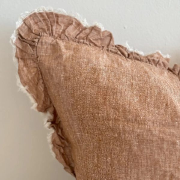 Hallie Washed Rust Cushion Cover 45x45–Ruffle Edge - Image 4