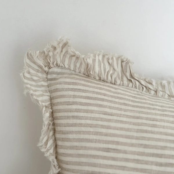 Hallie Ruffled Linen Cushion – Natural Beige 30x50cm - Image 4