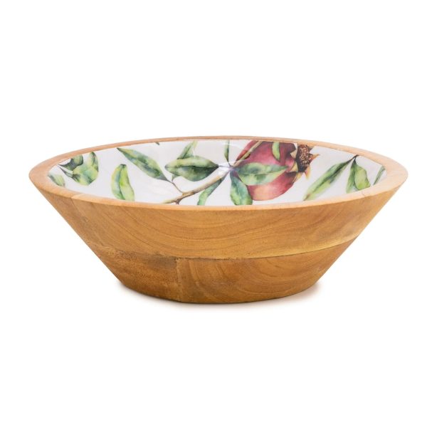 Handcrafted Pomegranate Mango Wooden Bowl 24cm - Image 3