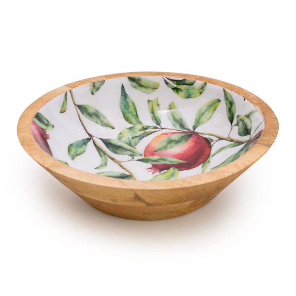 Handcrafted Pomegranate Mango Wooden Bowl 24cm - Image 4