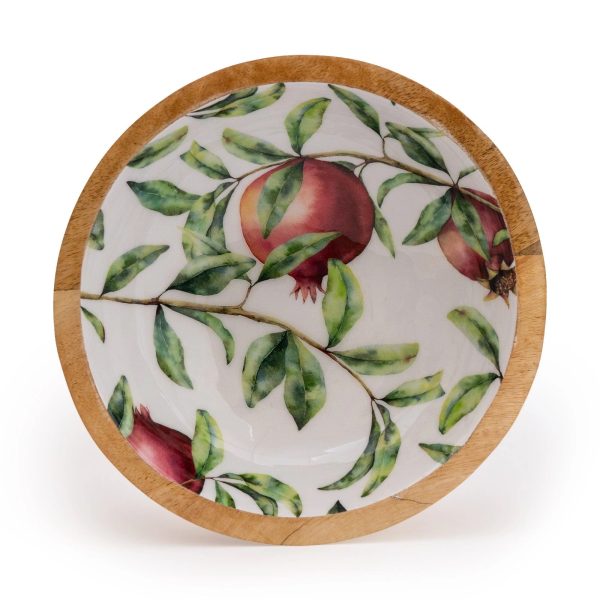 Handcrafted Pomegranate Mango Wooden Bowl 24cm - Image 2