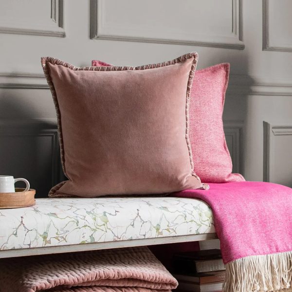 Stitch Embroidered Cushion Coral/Dusty Pink - Voyage