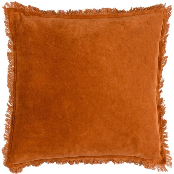 JAYE Washed Cotton Velvet Cushion Rust - Image 2