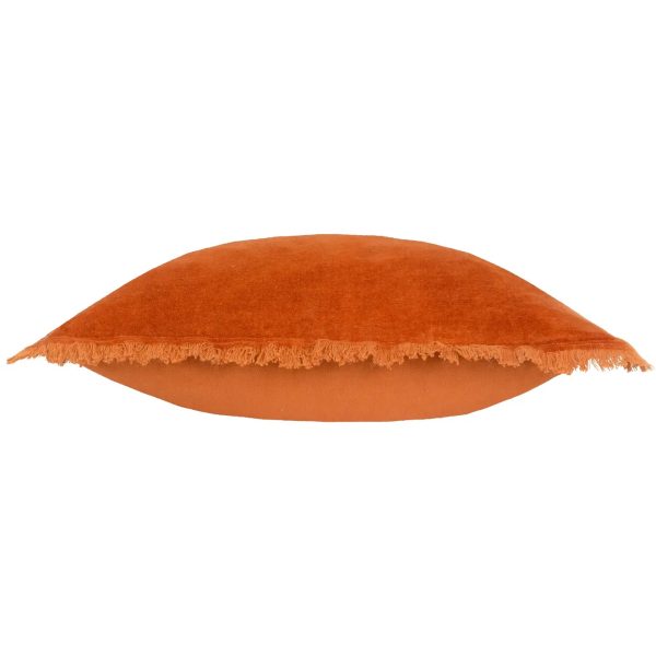 JAYE Washed Cotton Velvet Cushion Rust - Image 4