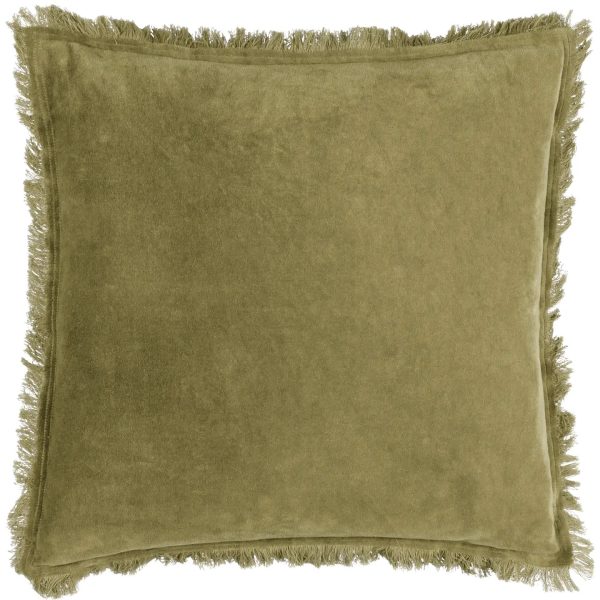 JAYE Washed Cotton Velvet Cushion Moss - Image 2