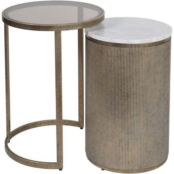 LIBRA Belvedere Aged Gold Set of 2 Nesting Side Tables - Image 2