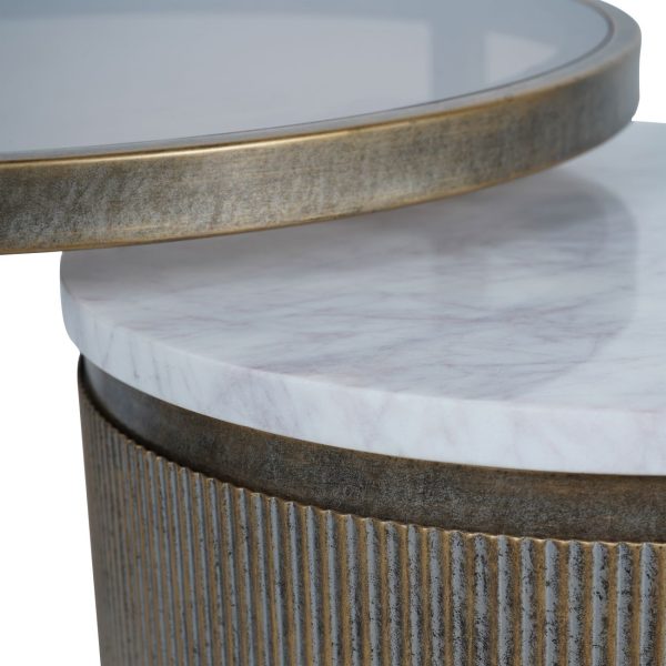 LIBRA Belvedere Aged Gold Set of 2 Nesting Side Tables - Image 3