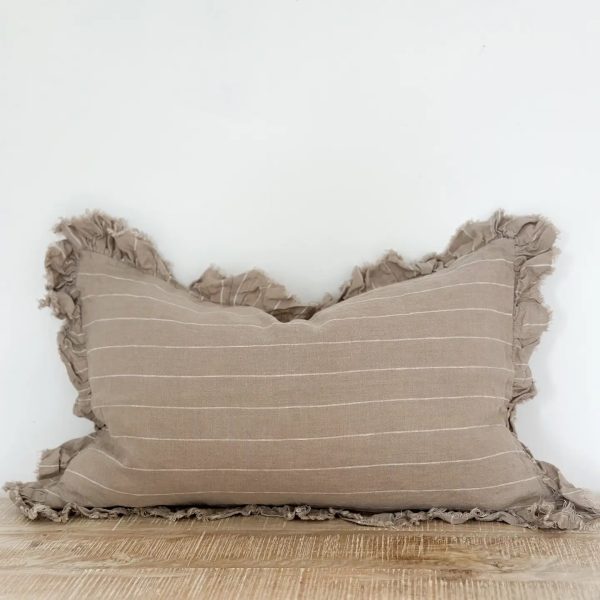 Hallie Ruffled Linen Cushion – Natural Beige 30x50cm - Image 3