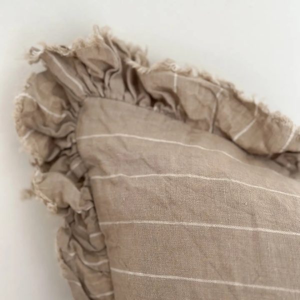 Hallie Ruffled Linen Cushion – Natural Beige 30x50cm - Image 2