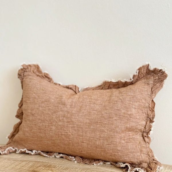 Hallie Washed Rust Cushion Cover 50x30–Ruffle Edge - Image 3