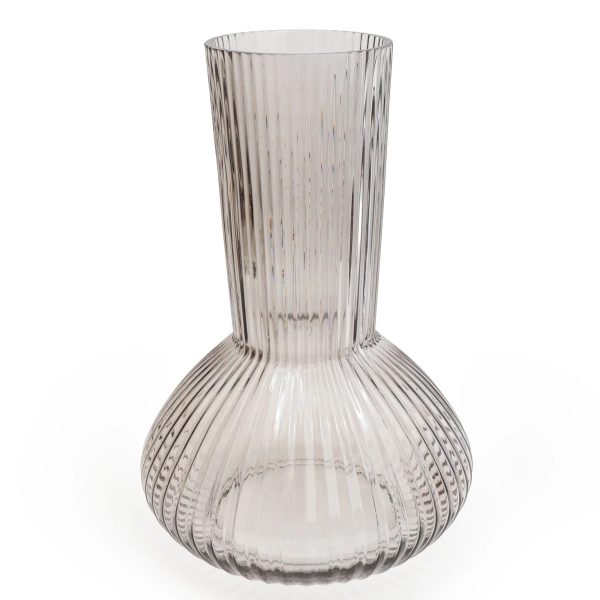 Grey Tall Ridged Bottle Vase 30cm - Image 2