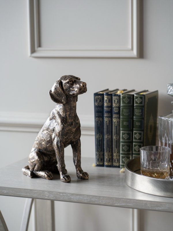 LIBRA Bronze Large Sitting Dog Sculpture