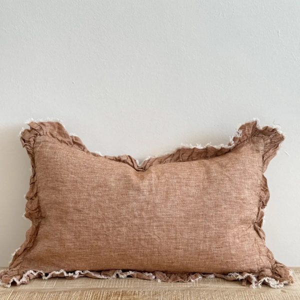 Hallie Washed Rust Cushion Cover 50x30–Ruffle Edge - Image 2