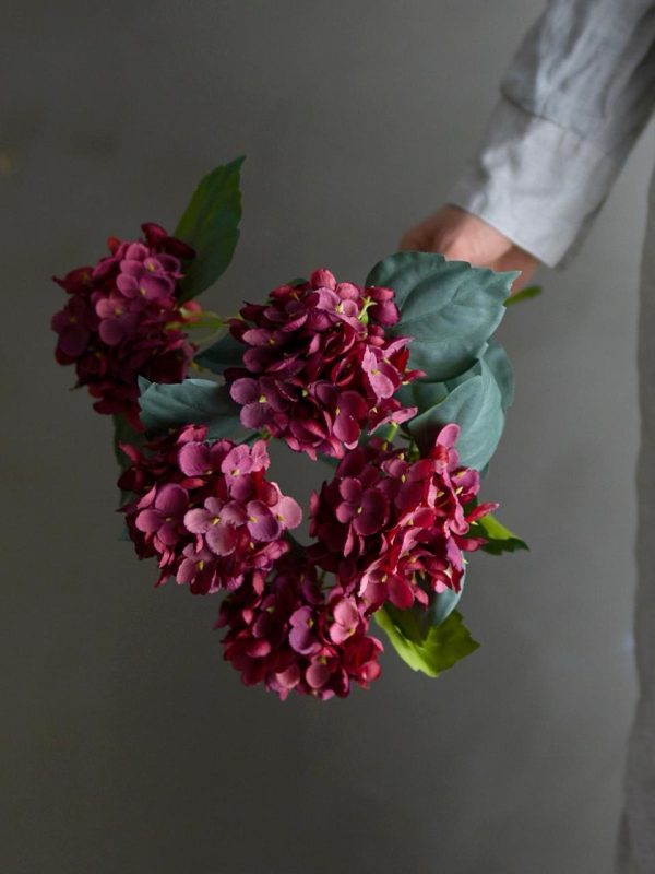 Hydrangea Stem, Red, Artificial Flowers