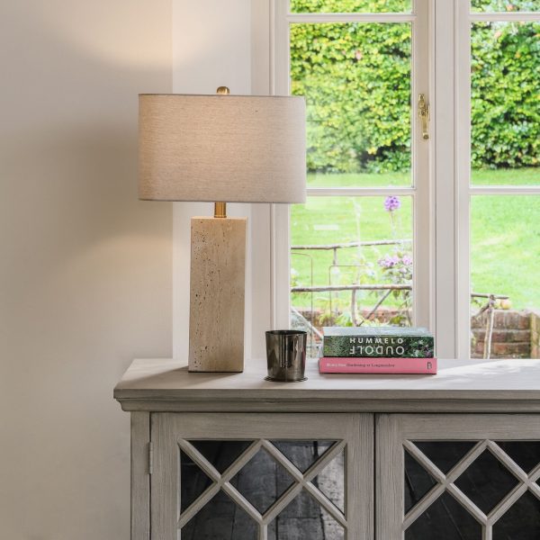 CLIFTON SQUARED STONE TABLE LAMP WITH SHADE