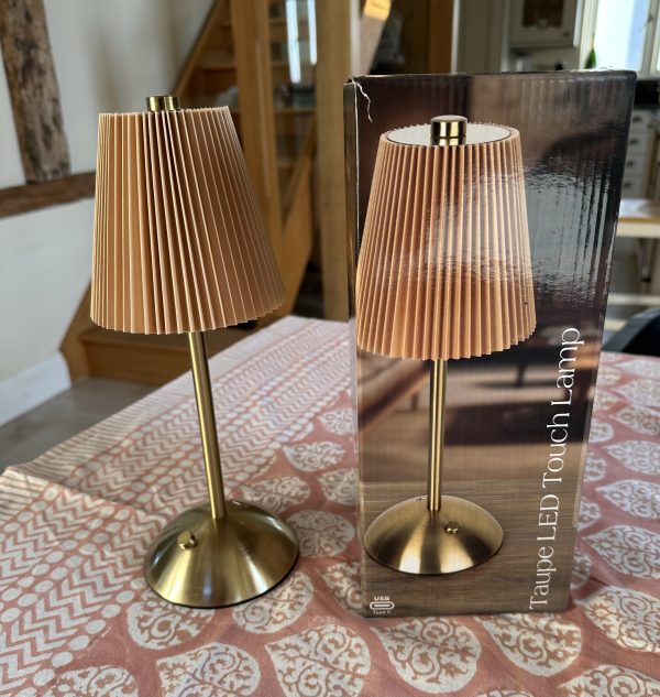 Metal LED Table Lamp - Rechargeable Taupe/Terracotta 30cm - Image 3