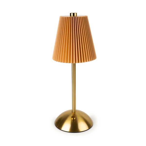 Metal LED Table Lamp - Rechargeable Taupe/Terracotta 30cm