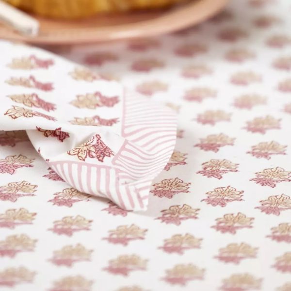 Peony Pink Hand Block Print Tablecloth - Image 4