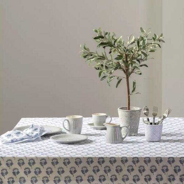 Periwinkle Blue Hand Block Print Tablecloth - Image 4