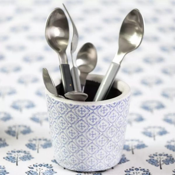 Periwinkle Blue Hand Block Print Tablecloth - Image 3