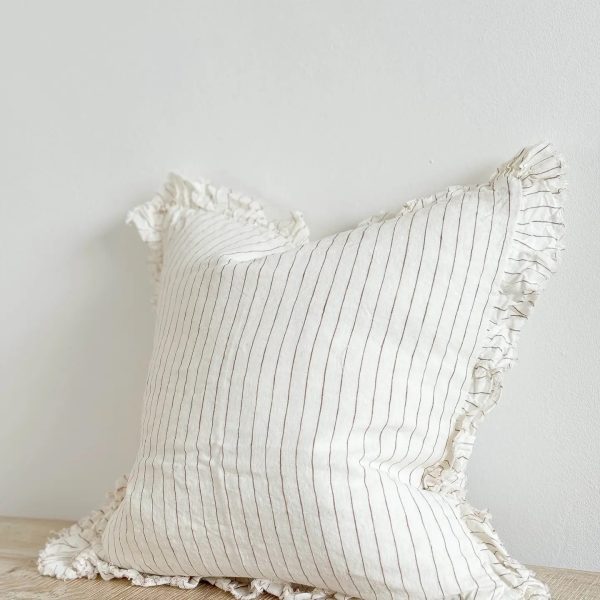 Hallie Ruffled Linen Cushion 45cm – Rust - Image 3