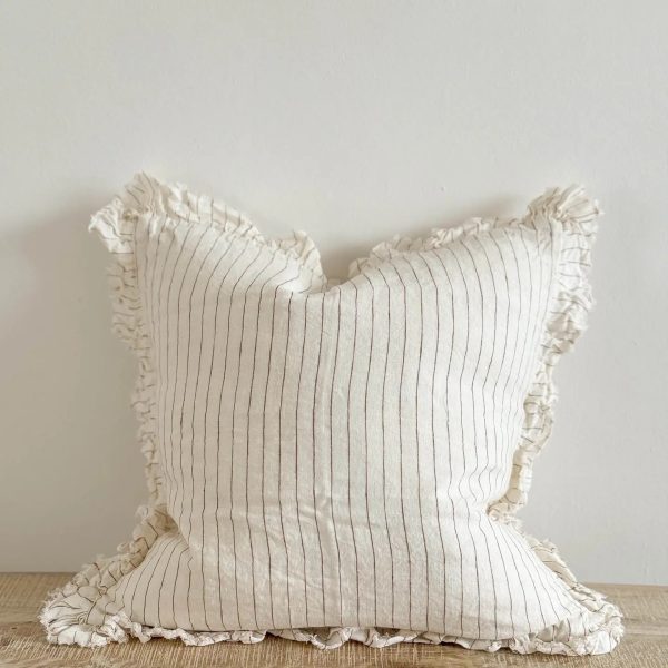 Hallie Ruffled Linen Cushion 45cm – Rust - Image 2