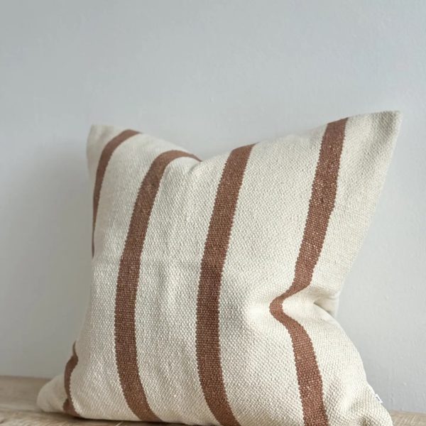 India Luxe Cotton Cushion Cover 45x45 - Brown & Cream Stripe