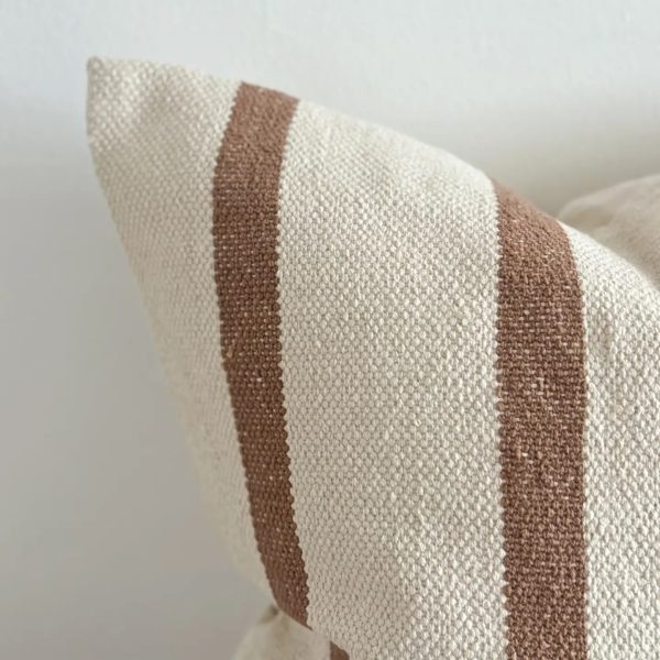 India Luxe Cotton Cushion Cover 45x45 - Brown & Cream Stripe - Image 2