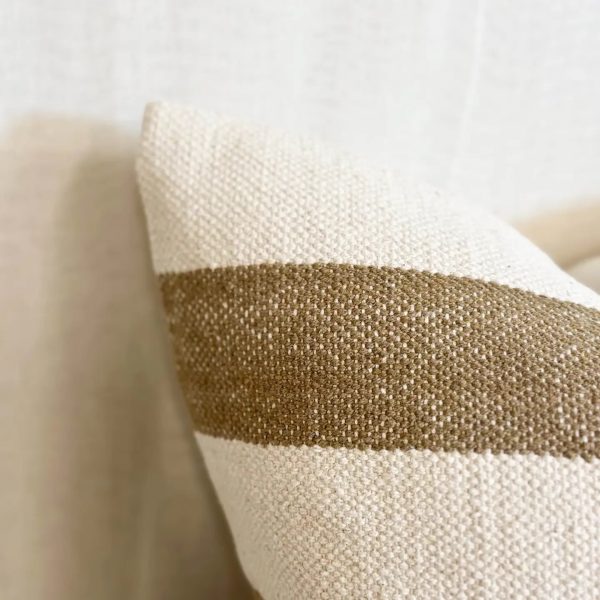 India Luxe Cotton Cushion 45cm - Olive & Cream Stripe - Image 2