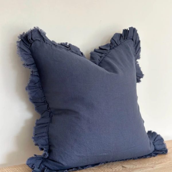 Hallie Blue Cushion 45cm – Ruffle Edge