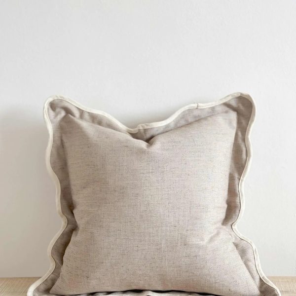 Chloe Greige Scalloped Cushion Cover 45cm - Linen Blend