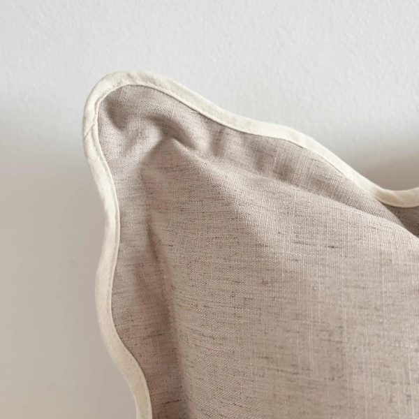 Chloe Greige Scalloped Cushion Cover 45cm - Linen Blend - Image 2