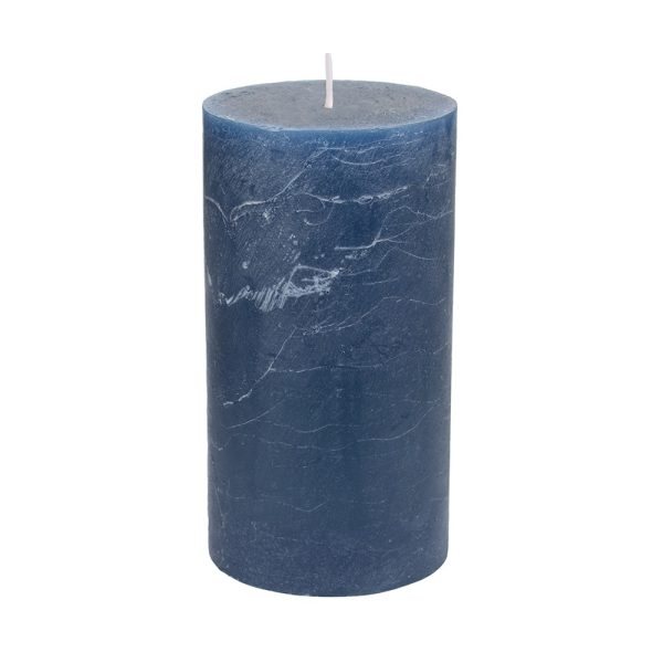 Rustic Pillar Candle Inky Blue 70mm x 130mm