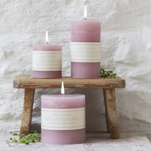 Rustic Pillar Candle Dusky Pink 70mm x 130mm - Image 2