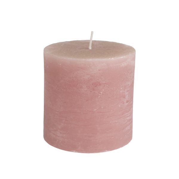 Rustic Pillar Candle Dusky Pink 100mm x 100mm