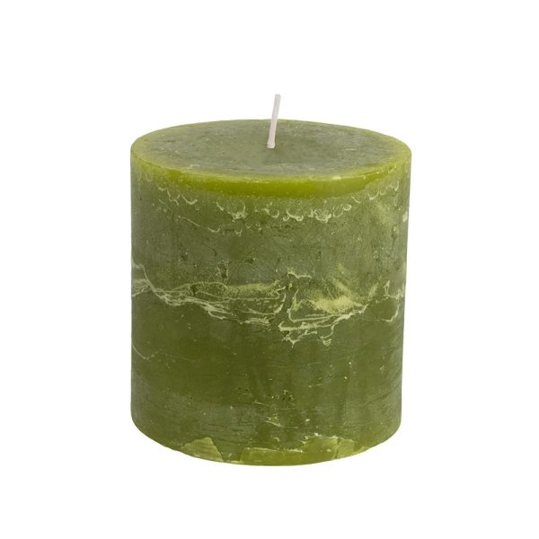 Rustic Pillar Candle Fern Green 100mm x 100mm