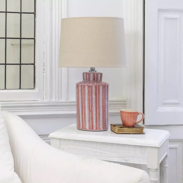 Lamp Serrato Coral With Taupe Shade - Image 2