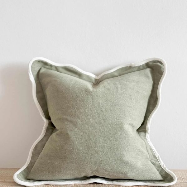 Chloe Sage Scalloped Cushion Cover 45cm - Linen Blend