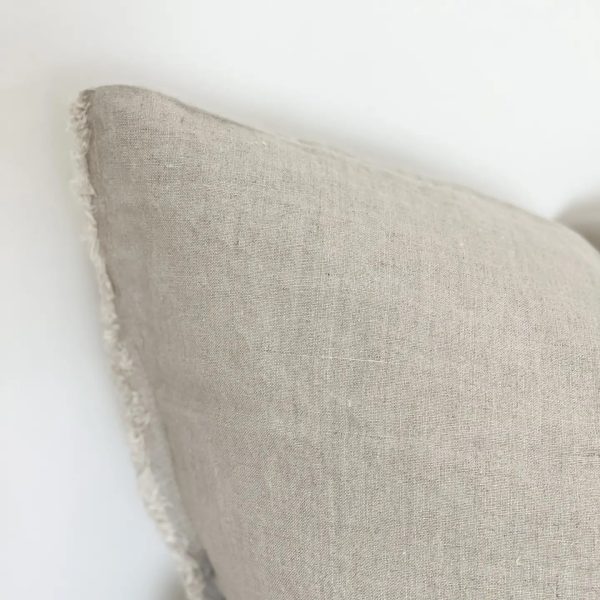 Esmee Linen Cushion  53cm – Frayed Edge Natural Beige - Image 2