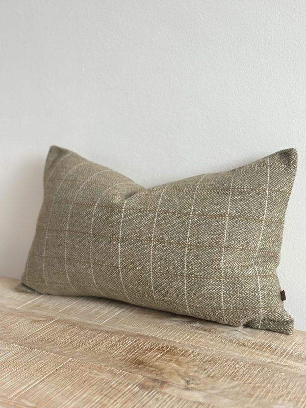 Betty Olive Green Tweed Cushion 50×30cm