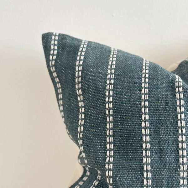 India Luxe Cotton Cushion Cover 45×45 – Teal Stripe - Image 2