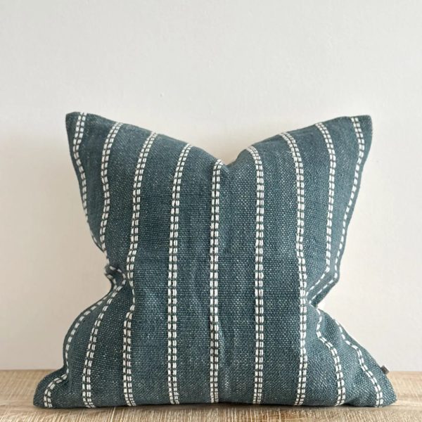 India Luxe Cotton Cushion Cover 30×50 – Teal Stripe - Image 3