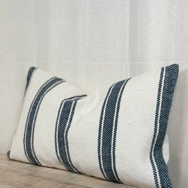 India Luxe Cotton Cushion Cover 45×45 – Teal Stripe - Image 4